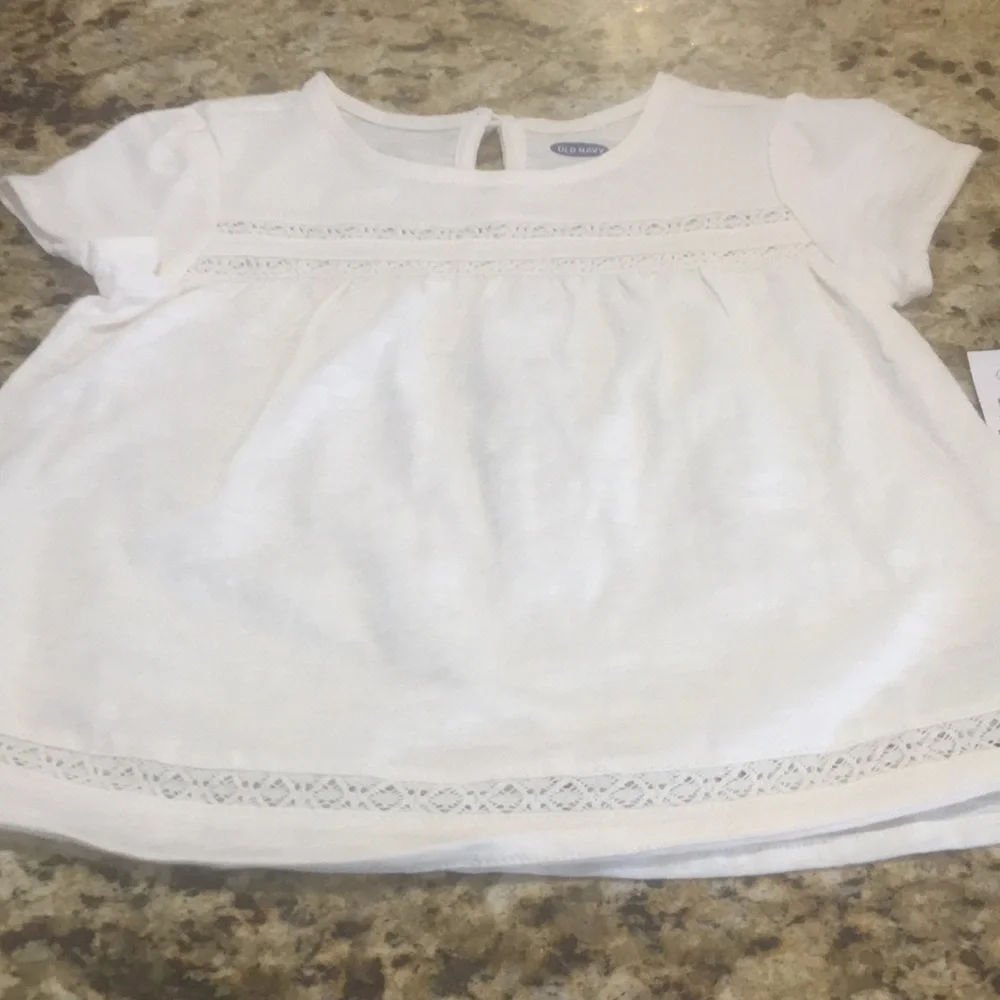 Old Navy Girls Top NEW Size 3T S/S cream color Dress With Cutout Crochet Design - Picture 1 of 8